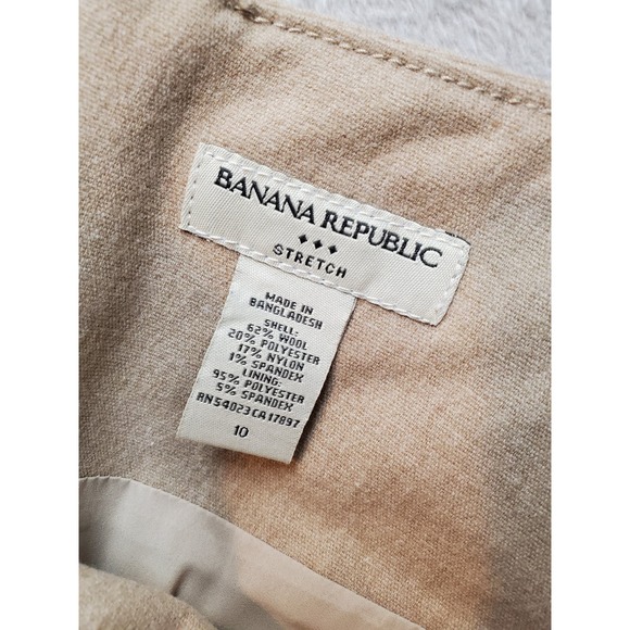 Banana Republic A Line Skirt Womens Size‎ 10 Tan Wool Blend Stretch Back Zipper - Picture 6 of 7